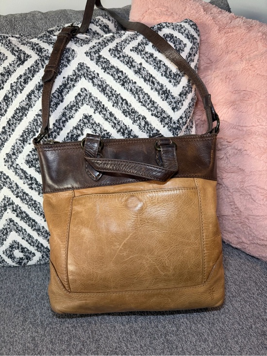 Frye Handbags - Vintage Frye Two-Tone Tan and Dark Brown Leather Crossbody Bag